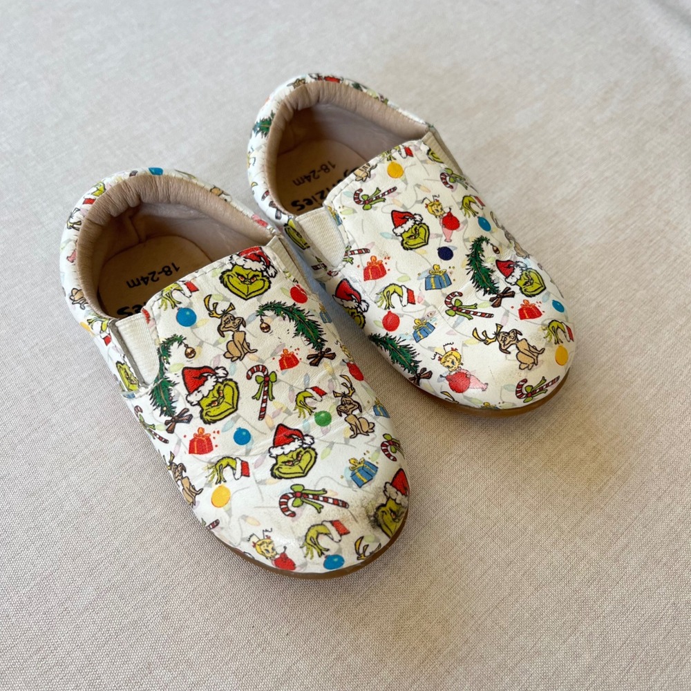 Little Gonzies The Grinch Christmas Slip On Shoes Toddler 18-24M White Holiday